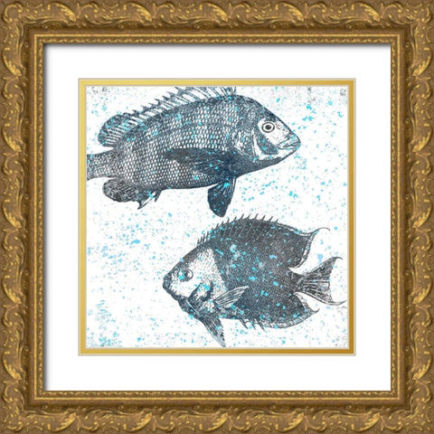 Splatter Fish Gold Ornate Wood Framed Art Print with Double Matting by Allen, Kimberly