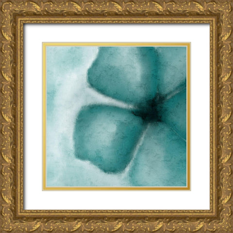 Blooming Teal Gold Ornate Wood Framed Art Print with Double Matting by Allen, Kimberly