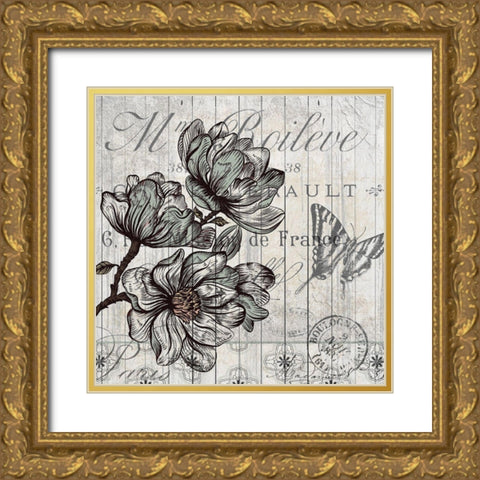 Country Magnolia 2 Gold Ornate Wood Framed Art Print with Double Matting by Kimberly, Allen