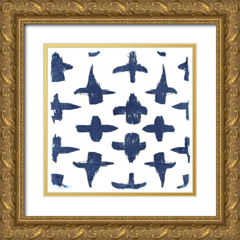 Indigo Scribbles 3 Gold Ornate Wood Framed Art Print with Double Matting by Allen, Kimberly