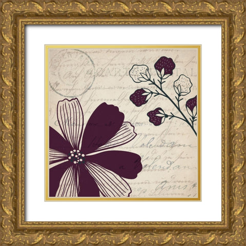 Plum Square 1 Gold Ornate Wood Framed Art Print with Double Matting by Kimberly, Allen