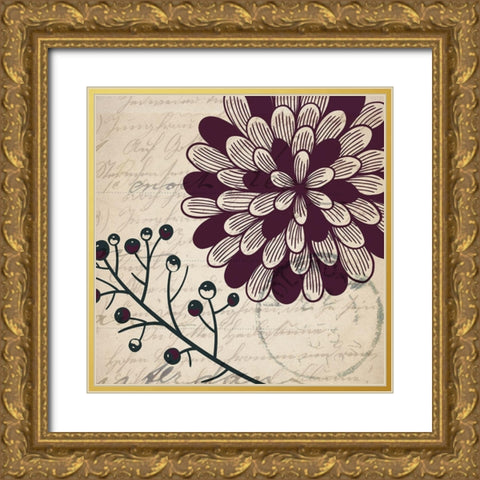 Plum Square 2 Gold Ornate Wood Framed Art Print with Double Matting by Kimberly, Allen