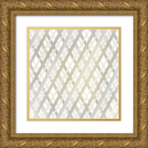 Taupe Crosshatched 1 Gold Ornate Wood Framed Art Print with Double Matting by Kimberly, Allen