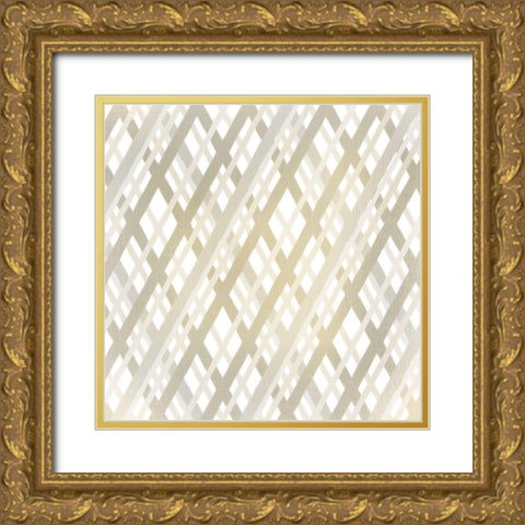 Taupe Crosshatched 2 Gold Ornate Wood Framed Art Print with Double Matting by Kimberly, Allen
