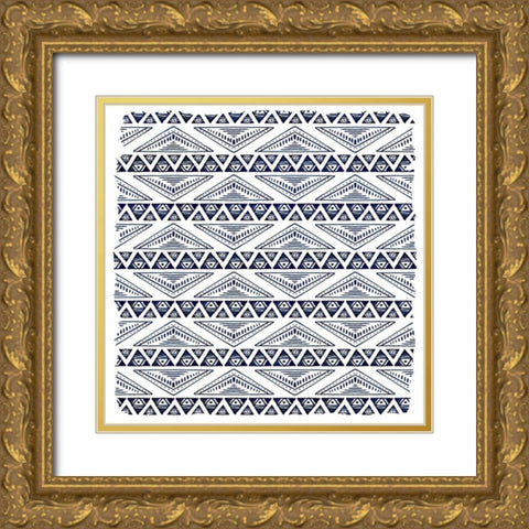 In Blue Squared 2 Gold Ornate Wood Framed Art Print with Double Matting by Kimberly, Allen
