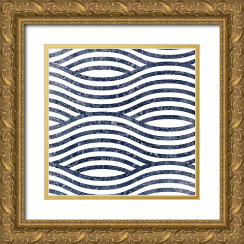 Navy Squared 1 Gold Ornate Wood Framed Art Print with Double Matting by Kimberly, Allen