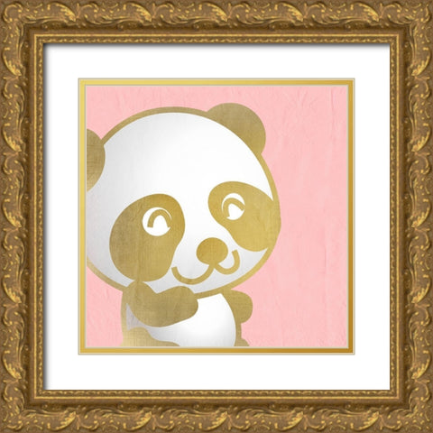 Pink Panda 1 Gold Ornate Wood Framed Art Print with Double Matting by Kimberly, Allen