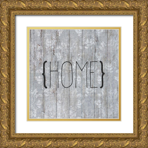 Home sq Gold Ornate Wood Framed Art Print with Double Matting by Kimberly, Allen