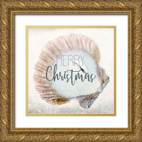 Merry Christmas Shell Gold Ornate Wood Framed Art Print with Double Matting by Kimberly, Allen