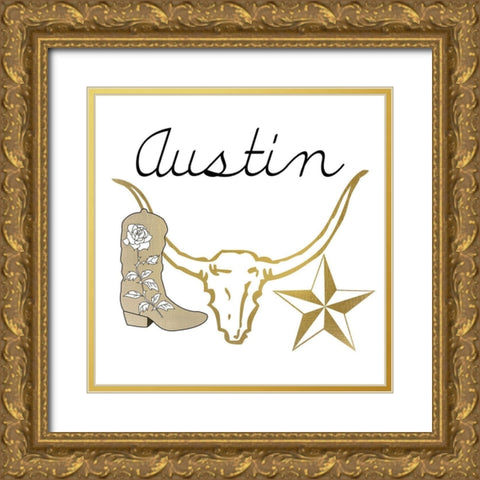 Austin Gold Ornate Wood Framed Art Print with Double Matting by Kimberly, Allen