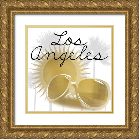 Los Angeles Gold Ornate Wood Framed Art Print with Double Matting by Kimberly, Allen