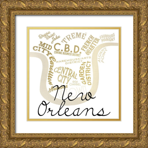 New Orleans Gold Ornate Wood Framed Art Print with Double Matting by Kimberly, Allen