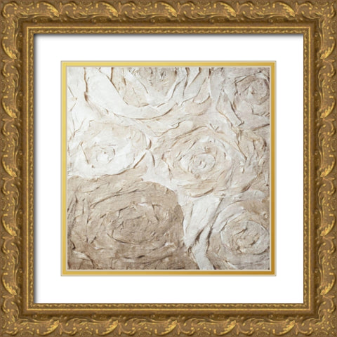 Paper Roses Gold Ornate Wood Framed Art Print with Double Matting by Kimberly, Allen