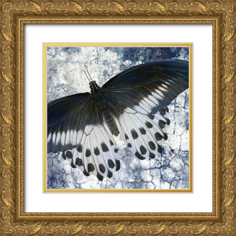 Butterfly Blues 1 Gold Ornate Wood Framed Art Print with Double Matting by Allen, Kimberly