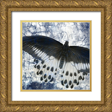 Butterfly Blues 2 Gold Ornate Wood Framed Art Print with Double Matting by Allen, Kimberly