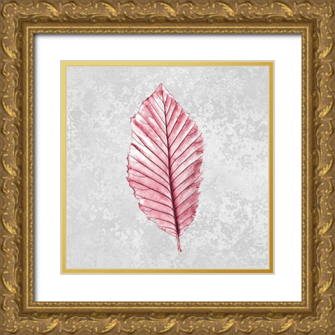 Pink Leaf 1 Gold Ornate Wood Framed Art Print with Double Matting by Kimberly, Allen