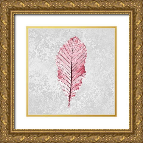 Pink Leaf 2 Gold Ornate Wood Framed Art Print with Double Matting by Kimberly, Allen