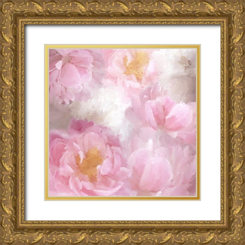 Painted Peonies Gold Ornate Wood Framed Art Print with Double Matting by Kimberly, Allen