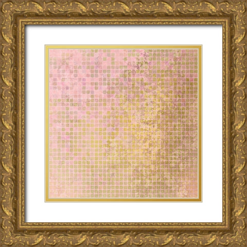 Blush Squares Gold Ornate Wood Framed Art Print with Double Matting by Kimberly, Allen
