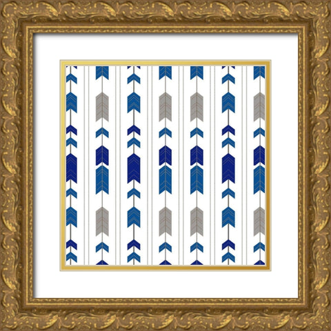 Indigo Dreamer Pattern Gold Ornate Wood Framed Art Print with Double Matting by Kimberly, Allen