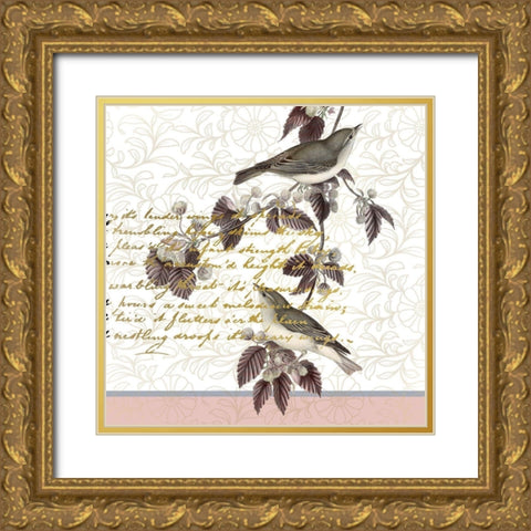 Serenity Birds 2 Gold Ornate Wood Framed Art Print with Double Matting by Kimberly, Allen