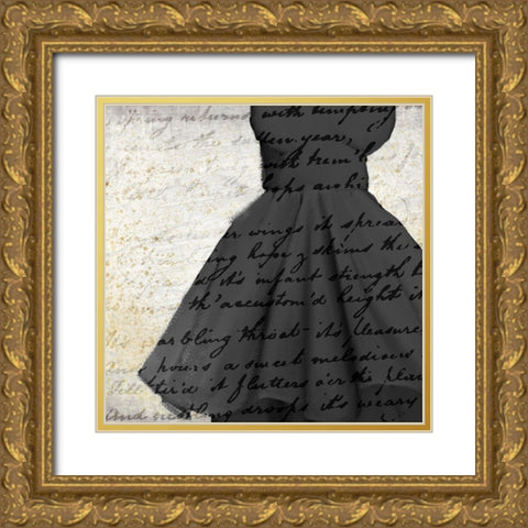 Little Black Dress Gold Ornate Wood Framed Art Print with Double Matting by Kimberly, Allen