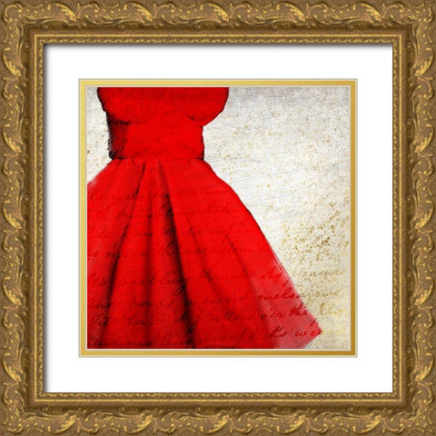 Little Red Dress Gold Ornate Wood Framed Art Print with Double Matting by Kimberly, Allen