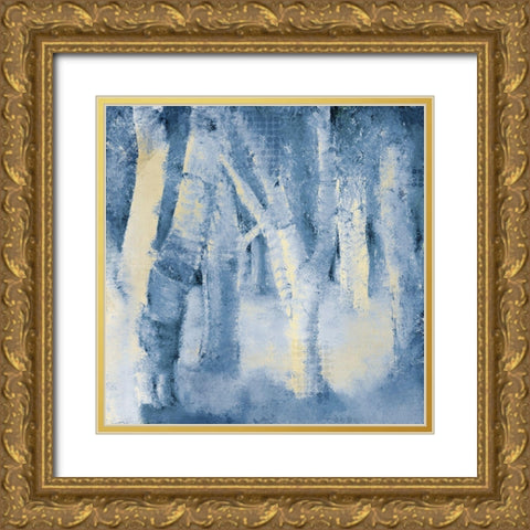 Forest Blues Gold Ornate Wood Framed Art Print with Double Matting by Kimberly, Allen