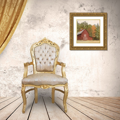 Country Fall 4 Gold Ornate Wood Framed Art Print with Double Matting by Kimberly, Allen