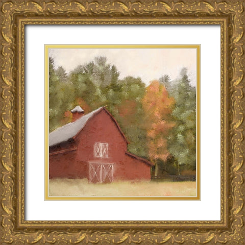 Country Fall 4 Gold Ornate Wood Framed Art Print with Double Matting by Kimberly, Allen