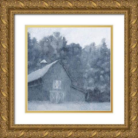 Country Barn Gold Ornate Wood Framed Art Print with Double Matting by Kimberly, Allen
