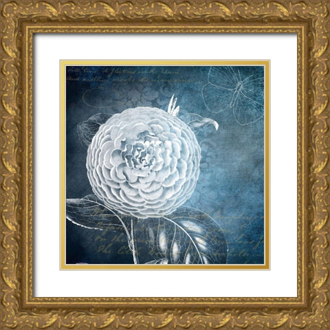 White Bloom 1 Gold Ornate Wood Framed Art Print with Double Matting by Kimberly, Allen