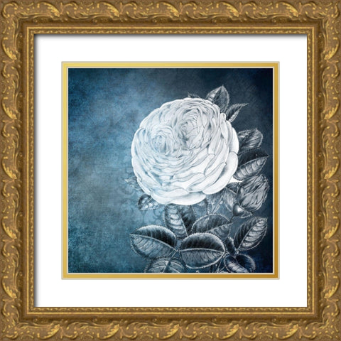 White Bloom 2 Gold Ornate Wood Framed Art Print with Double Matting by Kimberly, Allen