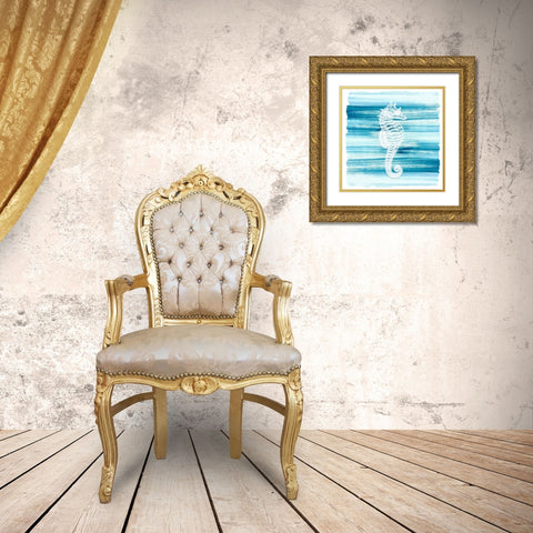Coastal Brushstroke 3 Gold Ornate Wood Framed Art Print with Double Matting by Kimberly, Allen