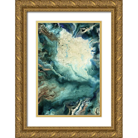 Neo Teal 1 Gold Ornate Wood Framed Art Print with Double Matting by Allen, Kimberly