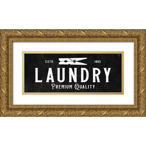 Laundry Sign Gold Ornate Wood Framed Art Print with Double Matting by Koetsier, Albert