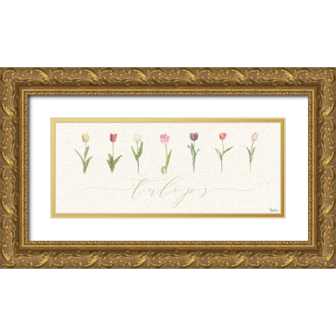 Tulips Gold Ornate Wood Framed Art Print with Double Matting by Louise, Gigi