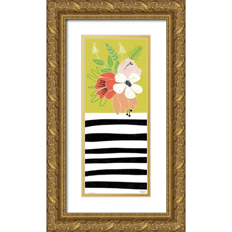 Green Floral Gold Ornate Wood Framed Art Print with Double Matting by Louise, Gigi
