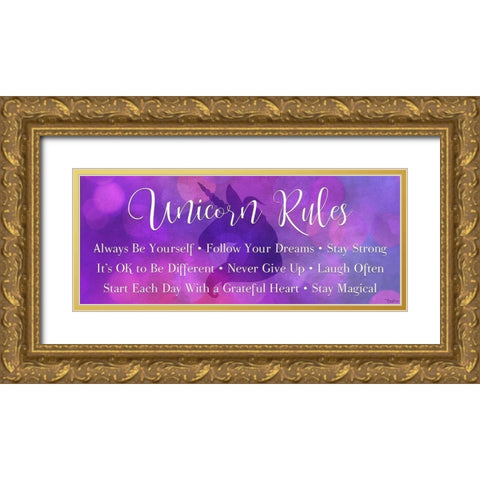 Unicorn Rules Gold Ornate Wood Framed Art Print with Double Matting by Louise, Gigi