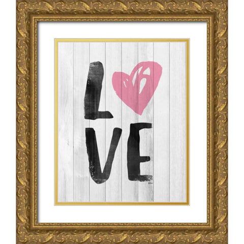 LOVE Gold Ornate Wood Framed Art Print with Double Matting by Louise, Gigi