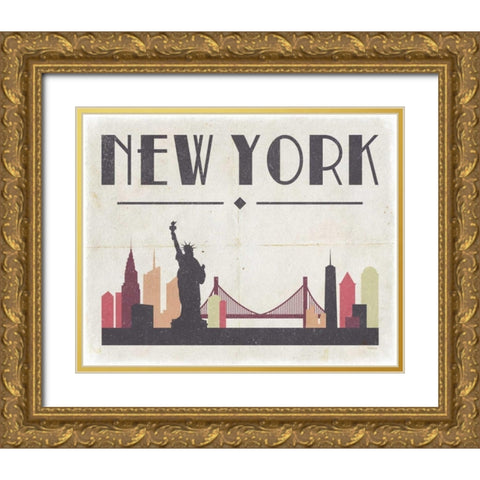 New York Gold Ornate Wood Framed Art Print with Double Matting by Louise, Gigi