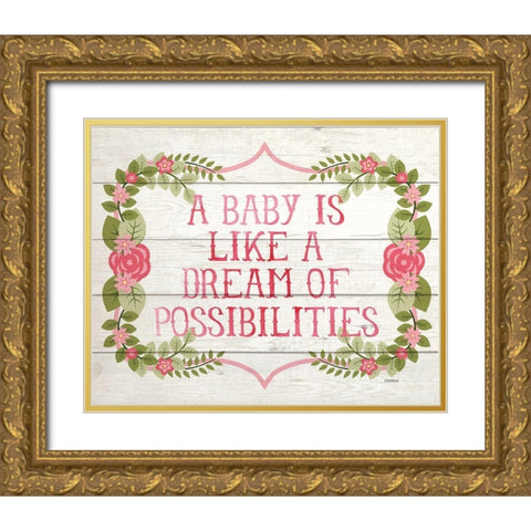 Baby Possibilities Gold Ornate Wood Framed Art Print with Double Matting by Louise, Gigi