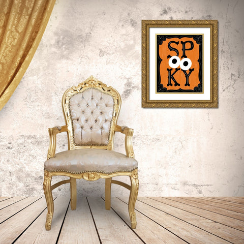Spooky Orange Gold Ornate Wood Framed Art Print with Double Matting by Louise, Gigi