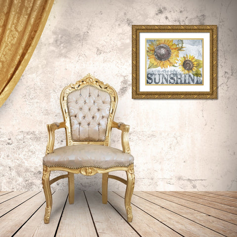 Sunshine Sunflower Gold Ornate Wood Framed Art Print with Double Matting by Louise, Gigi