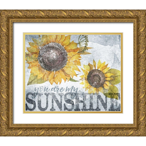 Sunshine Sunflower Gold Ornate Wood Framed Art Print with Double Matting by Louise, Gigi