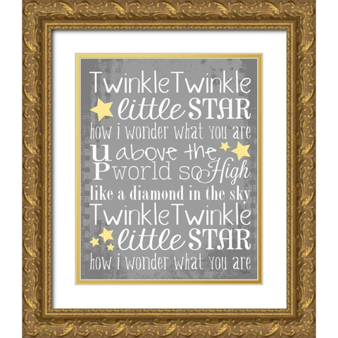 Twinkle Gray Gold Ornate Wood Framed Art Print with Double Matting by Louise, Gigi