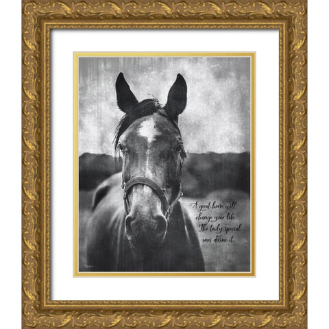 Great Horse Gold Ornate Wood Framed Art Print with Double Matting by Louise, Gigi