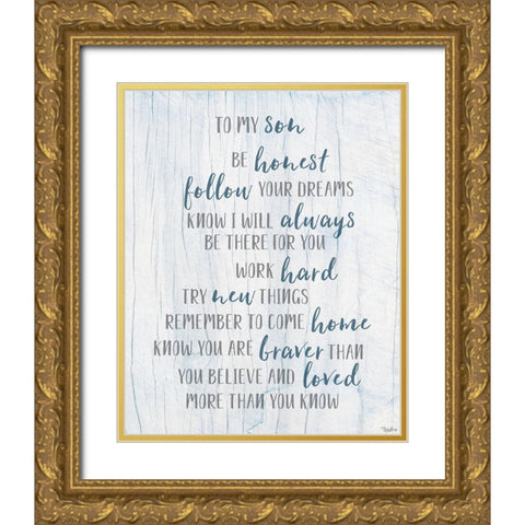 To My Son Gold Ornate Wood Framed Art Print with Double Matting by Louise, Gigi