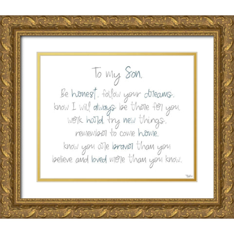 To My Son Gold Ornate Wood Framed Art Print with Double Matting by Louise, Gigi