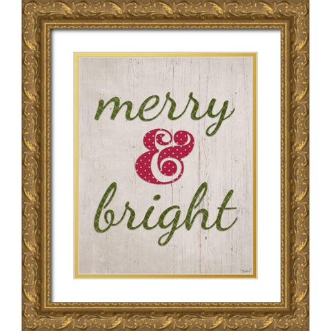 Merry Bright Gold Ornate Wood Framed Art Print with Double Matting by Louise, Gigi